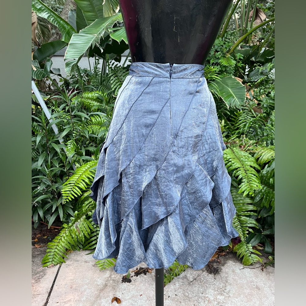 NWOT Samuel Dong TIERED skirt Grey Metallic Size Medium - Picture 4 of 11
